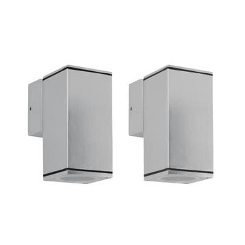 Wandverlichting modern 2x Kevin Wandspot Down Aluminium, Verzenden, Minder dan 50 watt, Wandlamp, Nieuw