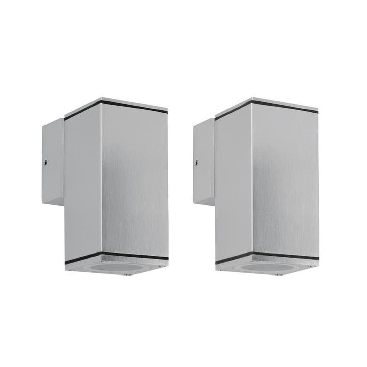 Wandverlichting modern 2x Kevin Wandspot Down Aluminium, Tuin en Terras, Buitenverlichting, Minder dan 50 watt, Nieuw, Aluminium