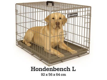 Flamingo Ebo L - Opvouwbare Hondenbench - Draadkooi 92x56x64, Verzenden, Nieuw