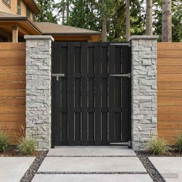vidaXL Tuinpoort 100 x 150 cm WPC en Aluminium Zwart, Verzenden