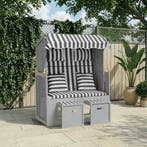 vidaXL Strandstoel met kussens poly rattan en massief hout, Tuin en Terras, Verzenden, Nieuw
