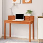 vidaXL Bureau met lade Wasbruin 110 x 50 x 93 cm Massief, Verzenden, Nieuw