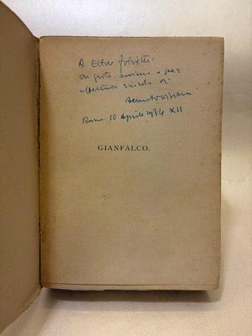 Signed; Viviani Alberto - (dedica) Gianfalco - 1934