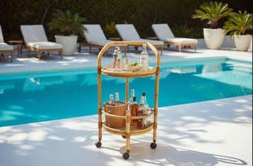 Serveerwagen - Vintage - Decoratie - Rattan, Bamboe