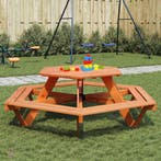 vidaXL Picknicktafel voor 6 kinderen met banken zeshoekig, Verzenden, Nieuw