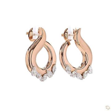 Boucles doreilles - 14 carats Or rose - 1.18ct. tw. Diamant, Handtassen en Accessoires, Oorbellen, Nieuw