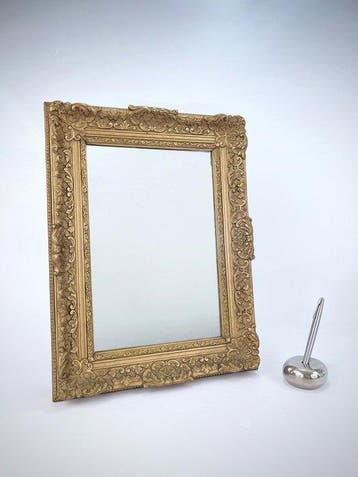 Miroir mural - Bois, Plâtre - baroque, doré, guilloché, Antiquités & Art