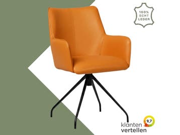 Leren eetkamerstoel Wave - Toledo Mandarin (oranje) -, Ophalen of Verzenden