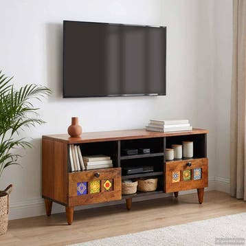 vidaXL TV Kast Walnotenhout 100 x 33 x 46 cm Massief Mango, Verzenden