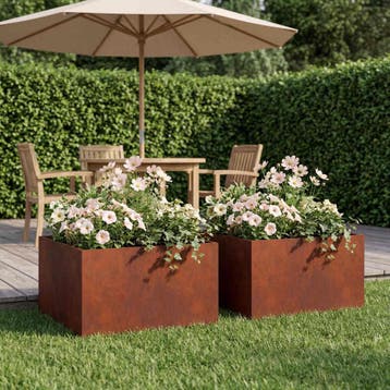 vidaXL Plantenbak 2 st Roestkleurig 60 x 60 x 30 cm weervast, Verzenden, Nieuw