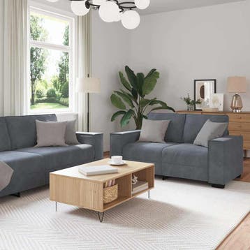 vidaXL 2-delige Loungeset met kussens fluweel donkergrijs, Huis en Inrichting, Verzenden, Nieuw
