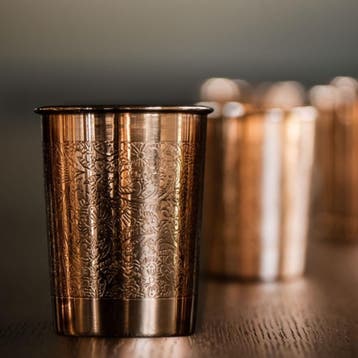 Puur Koperen Beker Bloempatroon Geheel - 300 ml, Ophalen of Verzenden, Nieuw, Lichaamsverzorging
