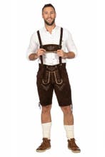 Donkerbruine Lederhose Heren Kort, Verzenden, Nieuw