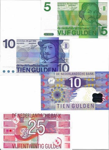 Nederland. 1968–1997 – Lot of 4 gulden banknotes – Vondel,