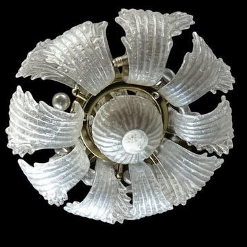Lustre - Verre, Laiton - Lustre vintage