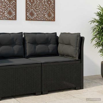 vidaXL Eén-zits Tuin Sofa met Kussens Rieten Look PP, Verzenden, Nieuw