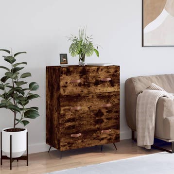 vidaXL Ladekast 69,5x34x90 cm bewerkt hout gerookt, Verzenden