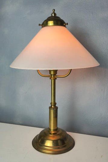 Lampe de banquier - Lampe de table Hollywood Regency cuivre, Antiquités & Art