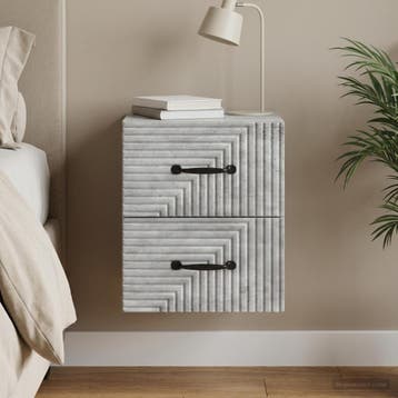 vidaXL Muurbevestigde Nachttafel met lade Betongrijs 34,5 x, Verzenden