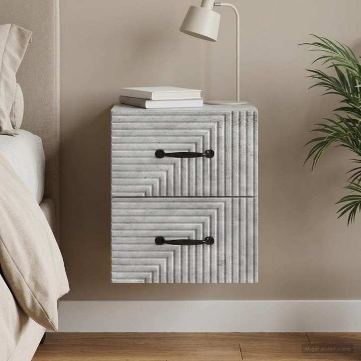 vidaXL Muurbevestigde Nachttafel met lade Betongrijs 34,5 x, Maison & Meubles, Chambre à coucher | Tables de chevet, Envoi