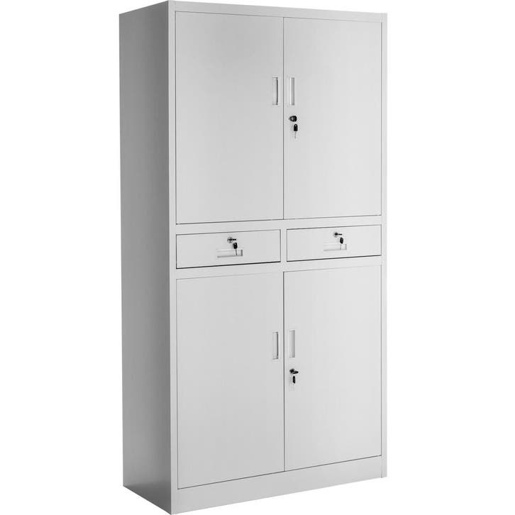 tectake Archiefkast Cosmo met 2 lades 180x80x40cm - lichtgri, Huis en Inrichting, Kasten | Roldeurkasten en Archiefkasten, Verzenden