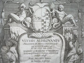 Aldrovandi; Engraved Title Page with Mermen, elaborate
