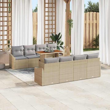 vidaXL Tuinbank Set 9 st Beige en Grijs, Verzenden, Nieuw
