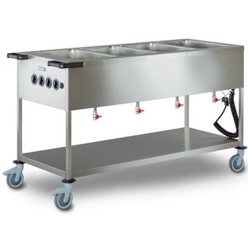 Bain-Marie Wagen | Elektrisch | 4x 1/1 GN |  90°C | 2.8kW, Verzenden