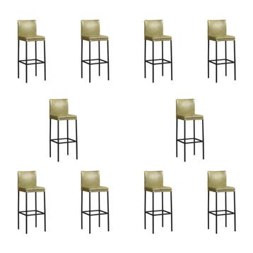 Set van 10 Leren barkrukken Break hoog - Vintage Olive, Ophalen of Verzenden