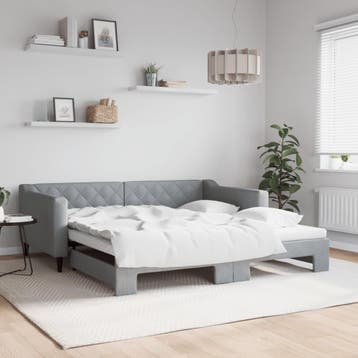 vidaXL Slaapbank met onderschuifbed 100x190 cm stof, Verzenden, Nieuw