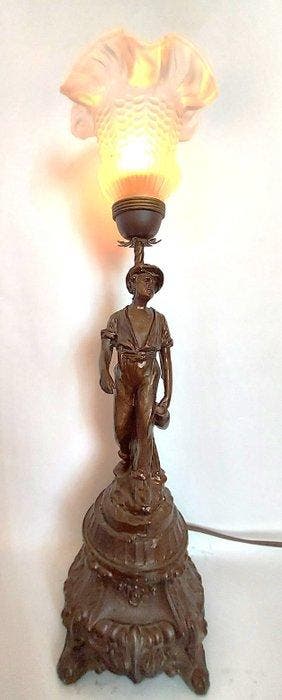 Staande lamp - Antiek Franse tafellamp,verbronst metal - ., Antiek en Kunst