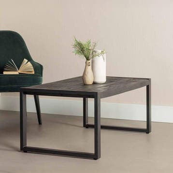 Salontafel Mangohout Britt 110 Zwart, Verzenden, Nieuw, Industriële meubels, Overige vormen