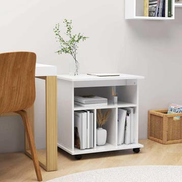 vidaXL Rolkast 60x45x60 cm bewerkt hout hoogglans wit, Huis en Inrichting, Verzenden, Nieuw