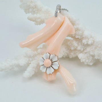 Koraal - Zilver - Ketting met hanger - Roze koraal, Verzamelen
