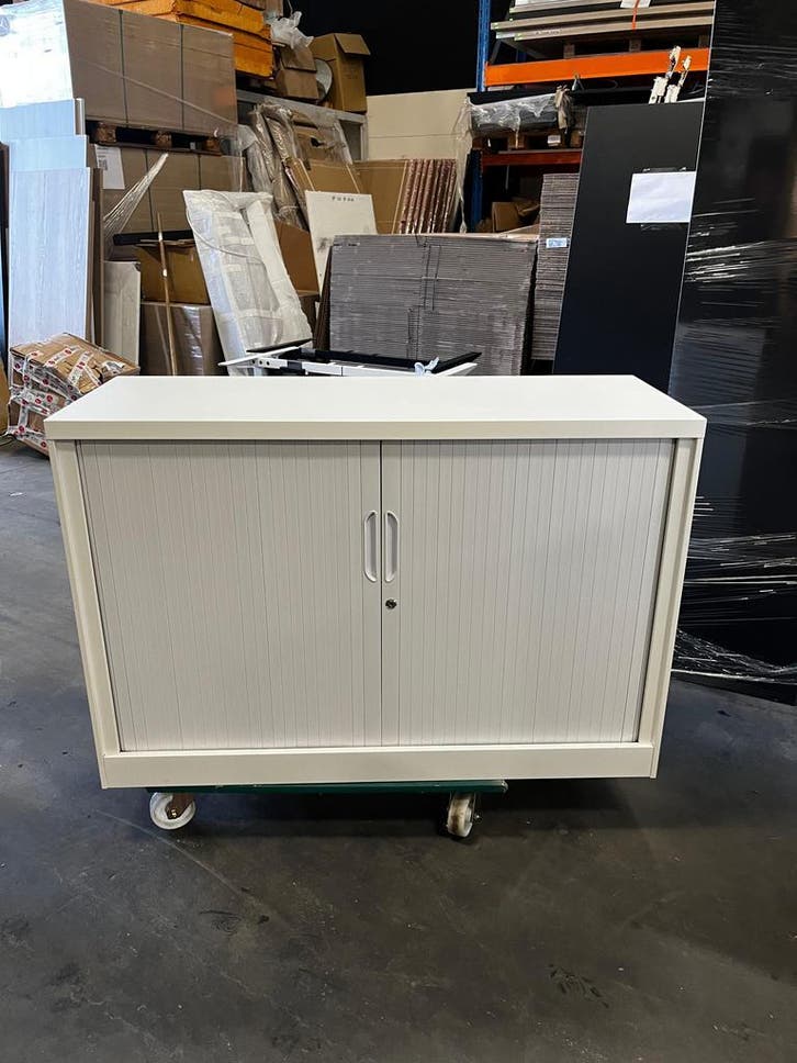 Archiefkast – Roldeurkast - Wit– Met slot - 80x120x45 cm, Huis en Inrichting, Kasten | Roldeurkasten en Archiefkasten, Met slot