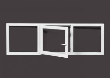 PVC raam vast-draaikieip-vast b200xh110cm wit, Ophalen of Verzenden, Gevelraam of Ruit