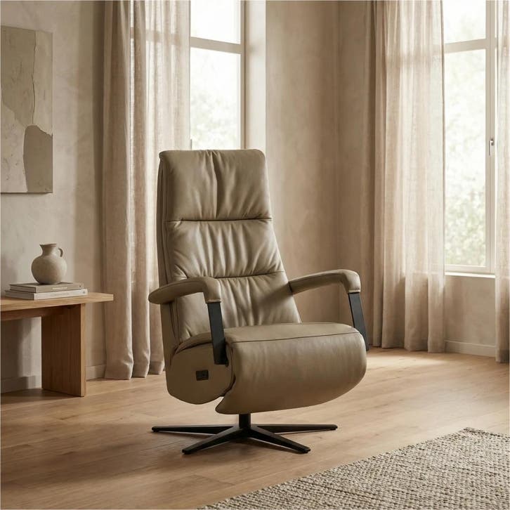 Leren relaxfauteuil met hartbalans Core - Toledo Mocca, Huis en Inrichting, Fauteuils, 50 tot 75 cm, 75 tot 100 cm, Nieuw, Leer