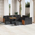 vidaXL Tuinbank Set 13 pcs Zwart Poly Riet en Poedergecoat, Verzenden