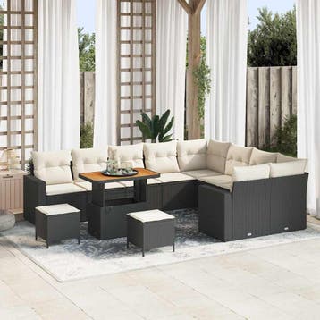 vidaXL Tuinbank Set 12 st Zwart poly rattan, Verzenden