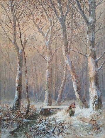 Paul Lauters (1806-1875) - Winters boslandschap met