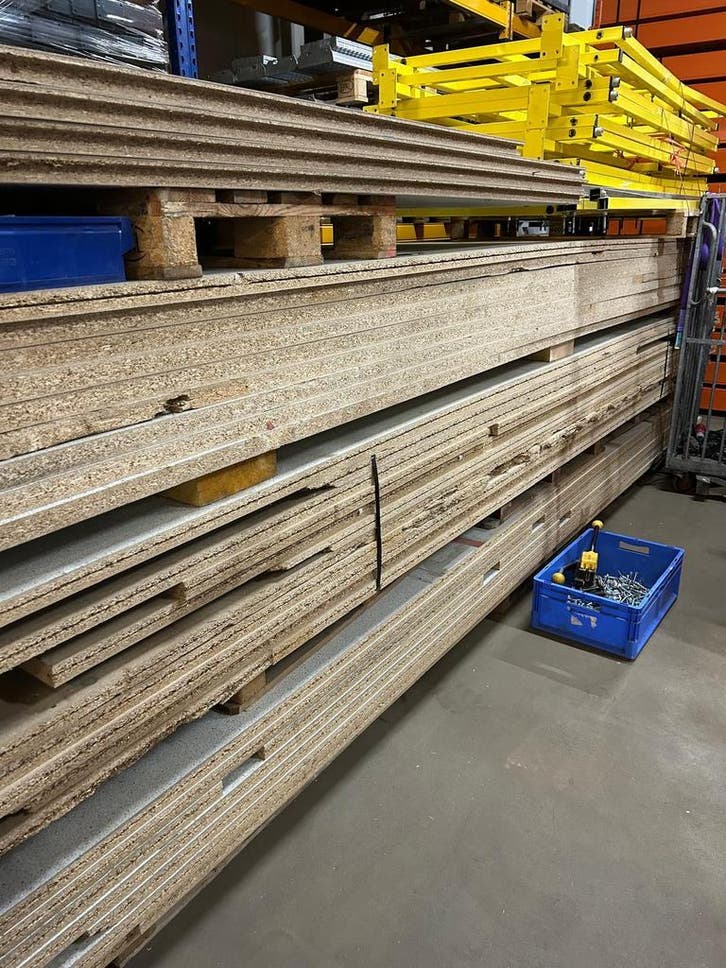 Restpartij gebruikte vloerplaten 5250x1020x38 mm, Zakelijke goederen, Kantoor en Winkelinrichting | Magazijn, Stelling en Opslag
