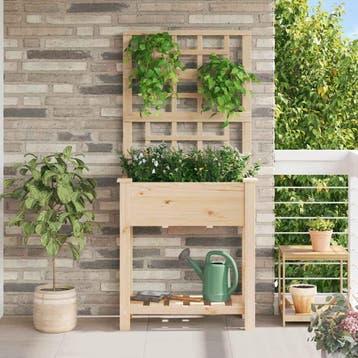 vidaXL Plantenbak Beige 71 x 38 x 152 cm Massief Vurenhout, Verzenden, Nieuw