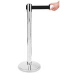 Afzetpaal | PREMIUM | Verchroomd | Incl. Afzetlint (Zwart), Verzenden