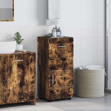 vidaXL Badkamerkast set met lade TULUM Rook Eiken 37 x 31,5, Verzenden, Nieuw