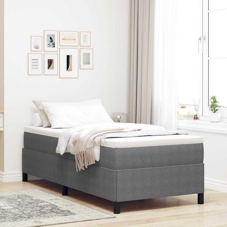 vidaXL Boxspring bed Lichtgrijs 80 x 200 cm Corduroy stof, Huis en Inrichting, Slaapkamer | Bedden, Nieuw, Verzenden