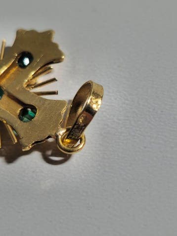 Pendentif en forme de croix - 18 carats Or jaune - Avec 6