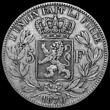 België. Leopold II. 5 Francs 1870 (Zonder minimumprijs)