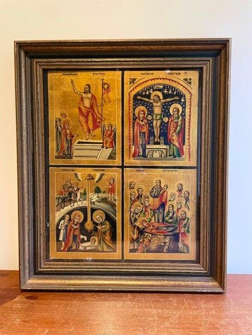 Icoon - Vier Feestdagen - Hout, Tempera, Glas