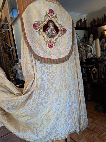 Cope Liturgische Mantel - Antiek - Goudkleur Beige Brokaat