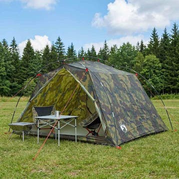 vidaXL Tunneltent 4-persoons Camouflage 185T Polyester met, Verzenden